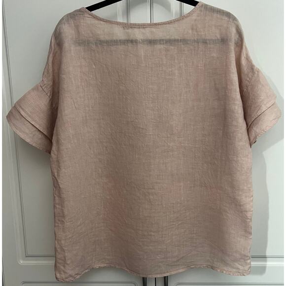 Valentina Naldi Embroidered Linen Blouse Ruffle Sleeve Size L - Picture 2 of 7